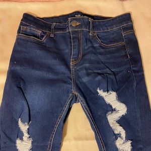 High rise skinny jeans.